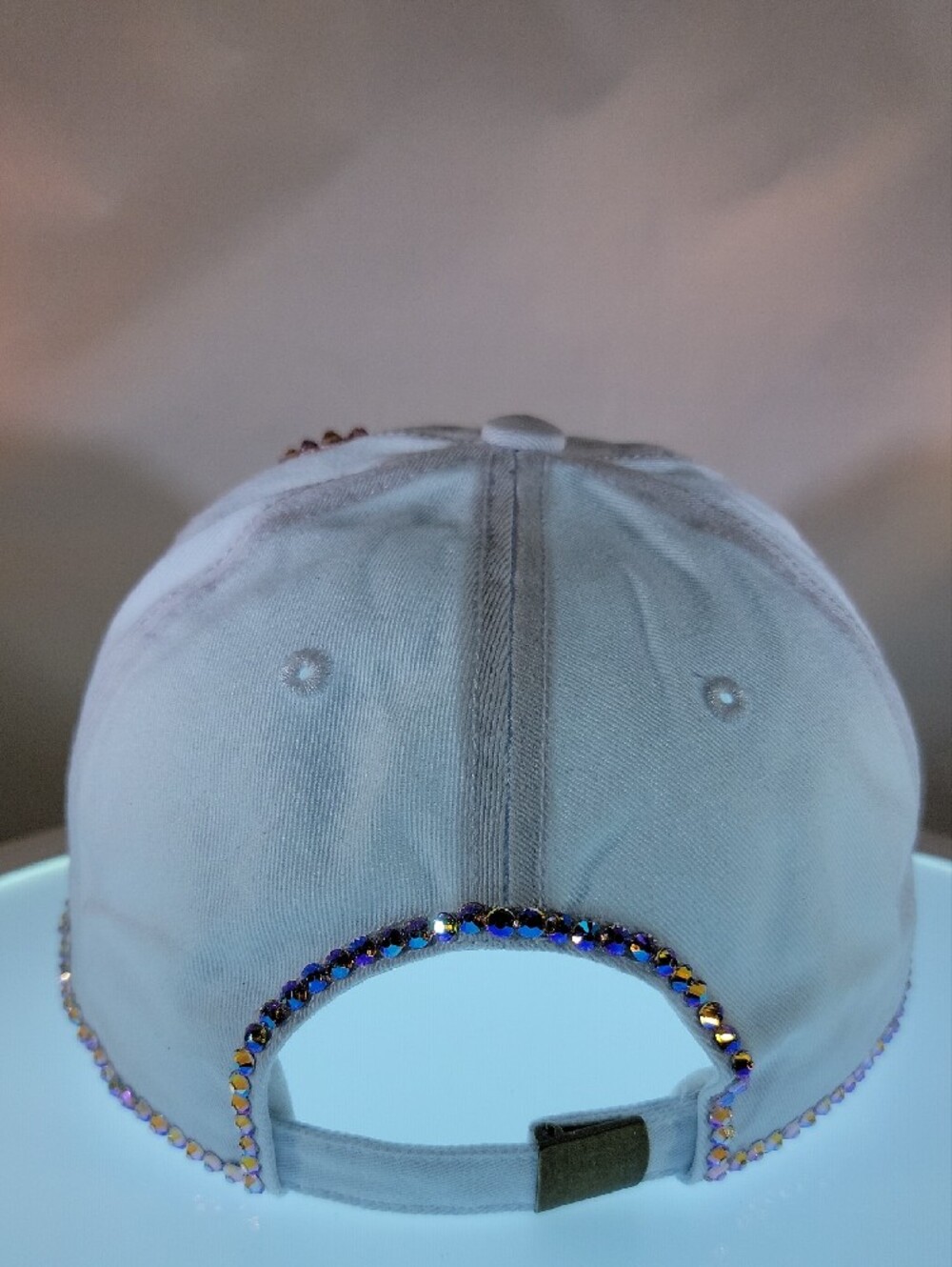Embellished Pink Floral Rhinestone Baseball Cap - Picture 2 of 2